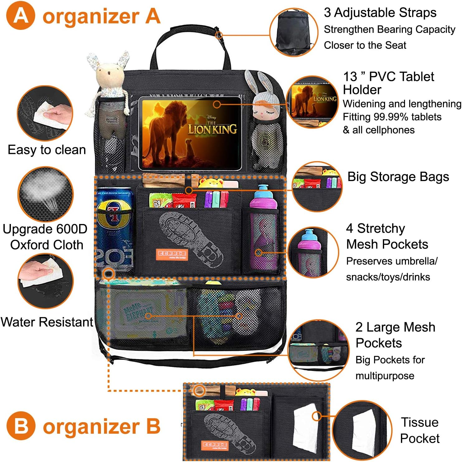 Harborkey Car Backseat Organizer with Tablet Holder